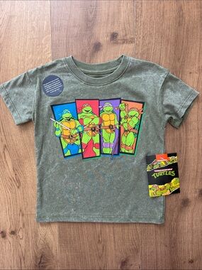 NWT Size 2T Nickelodeon Olive Green Teenage Mutant Ninja Turtles Tee